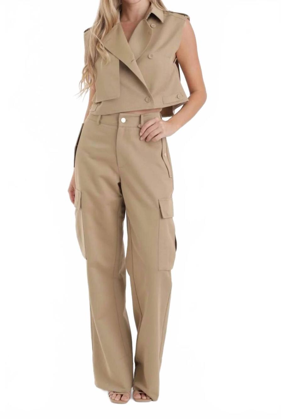 NEW KARINA GRIMALDI sola high waisted cargo pant in khaki
